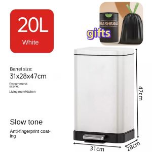 20L/30L Stainless Steel aesthetic trash bin can with pedal for room Kitchen garbage bin container with cover trash bin large outdoor