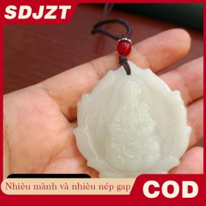 SDJZT Trung Quốc Phong Cách Màu Xanh Lá Cây Ngọc Bích Tay Khắc Guanyin Ngọc Bích Mặt Dây Chuyền Vòng Cổ Phật Trang Trí Amulet Cho Phụ Nữ Người Đàn Ông May Mắn Đồ Trang Sức Quà Tặng