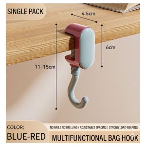 Adjustable Hanging Hooks Desk Edge Punch Free Wall-Mounted Storage Rack