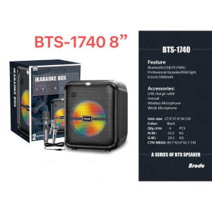 Brodu BTS-2187 12” RGB Karaoke Speaker with 2 Wireless Mic TWS Bluetooth Party Speaker