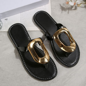 Free Shipping 2026 Summer New Plus Size WomenS Casual Comfortable Metal Slip-On Flat Sandals One Size Fits All