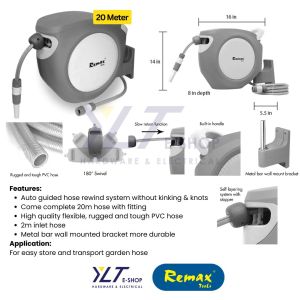 Remax Auto Retractable Portable Hose Reel  - Garden & lawn Hose / Porch Hose Reel - 10M / 20M / 30M