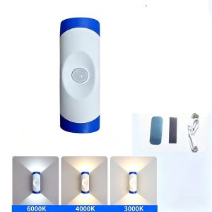 SKJK Rechargeable Human Body Sensor Wall Lamp Tri color/RGB Intelligent Motion Sensor Night Light Closet Garden Home Decor ic Smart Night Light Hallway