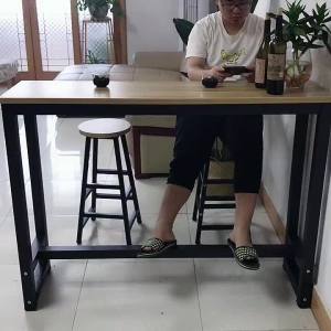 NEW Simple Long High Table White & Black DIY Wooden Bar Table for Kitchen Balcony & Home Minimalist Long Bar Table Multi-Purpose Coffee & Dining Table