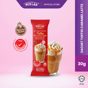 MIX-LAH Toffee Caramel Latte 30g Hot & Cold Instant Coffee Powder 3-in-1 Serbuk Kopi Convenient Sachet Pack - Healthier Choice & No Cane Sugar Added