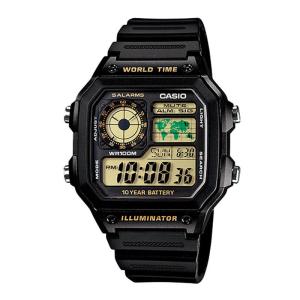 CASIO ORIGINAL - CASIO AE-1200WH-1BV - Hitam - Rubber - Jam dunia JD18ST # Jam Tangan Pria Cowok Anti Air Digital Analog + CASIO AE 1200WH 1B AE-1200WH 1200 WH AE1200 AE-1200 AE1200WH AE-1200WH-1B $ WR1 STR SD7 HT7