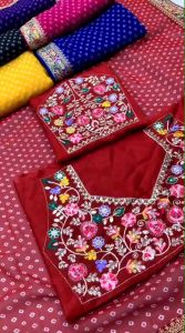 SAREE  MK1059 Soft Georgette fabric with Embroidery work  border & Heavy embroidery Work blouse