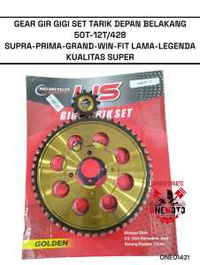 GIR GEAR GIGI SET TARIK DEPAN BELAKANG 50T-12T/428 SUPRA PRIMA GRAND WIN FIT LEGENDA KUALITAS SUPER