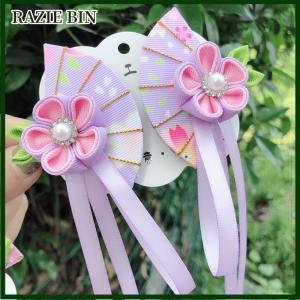 RAZIE BIN Nhật Bản Kimono vải hoa gấp Fan trẻ em Phụ kiện tóc Clip tua Mũ Nón mũ barrette