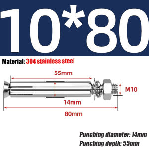 (Price 10pcs) 304 STAINLESS Dyna Bolt Expansion Bolt Dyna Bolt Sleeve Anchor (M6-M8-M10-M12)