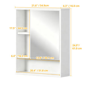 Modern Wall Mounted Medicine Cabinet Hanging CR Storage Vanity with Mirror Adjustable Shelves