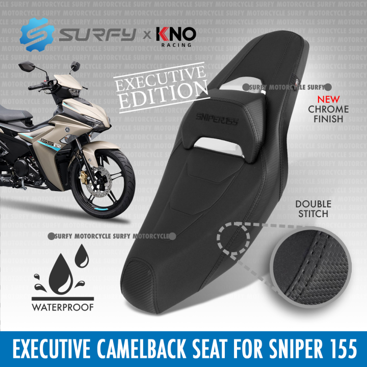 KNO Sniper 155 Executive Camel Back Seat Suede And Leather With Chrome Finish Embroid Logo Anti-Slip Design Waterproof