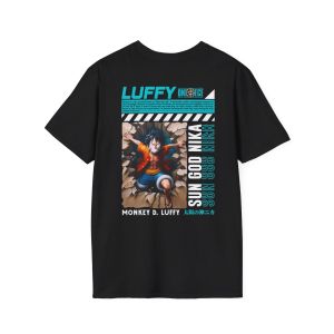 Monkey D. Luffy Sun God Nika One Piece Anime Manga T-Shirt Blue Series Kaos BOUNTEES