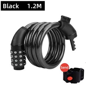 1.1M Bike Lock Cable with Mount Heavy Duty Anti-Theft Bicycle Lock Thickened Alloy Steel Wire PVC Coated Waterproof Security Lock for Outdoor Use