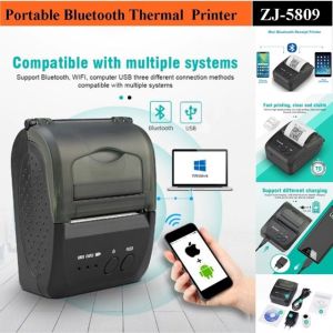 MINI PORTABLE PRINTER PPOB/KASIR 58MM THERMAL ZJIANG ZJ-5809 UPGRADE ZJ-5802 (USB+BLUETOOTH)