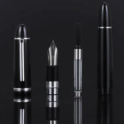 Sctrading888 Jinhao X159 Fountain Pen Black With Silver Clip Fine Nib Acrylic Screw Cap