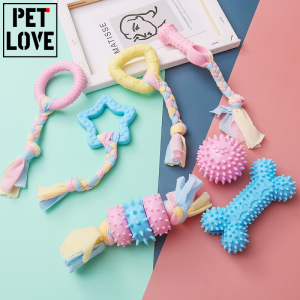 Pet Cat Dog Macaron Candy Color Rubber Soft Thorn Molar Toy