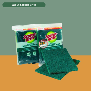 Sabut hijau scotch brite 3M tapas porselen cuci piring isi 2 pack