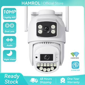 Hamrol Dual Lens 5G&2.4G HZ 10MP PTZ WiFi IP Camera Two Way Audio Outdoor Wireless CCTV O-KAM APP