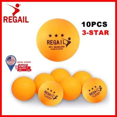 (READY STOCK) 10PCS Regail 3-star PingPong Ball For Competition / School Sports / Practice Training - Table Tennis Ping Pong Balls Orange / White - 40mm Seamless Durable Good Bouncing Indoor Outdoor Sport Game Trainer
