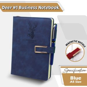 Onhand 416 Pages paper A5 Faux Leather Thick Business Notebook Magnetic Snap Side with Pen (C:DEER1)