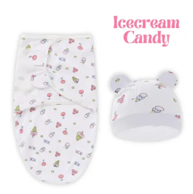 100% Cotton Baby Blanket Bonnet Set Wraps Stretch Knit Wrap Newborn Sleep Sack Swaddle Receiving Swaddle