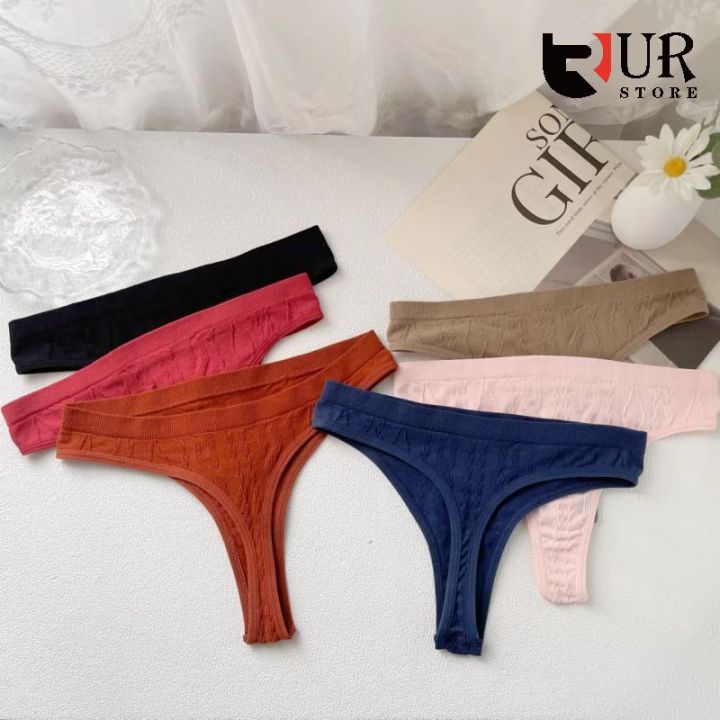 Knitted Cotton T-Back Sexy Underwear G-Strings Panty Thong for