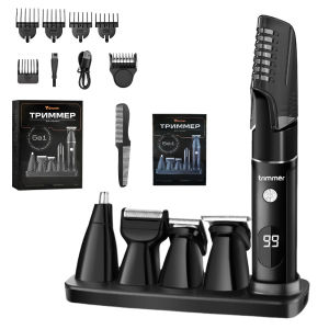 5 In1 Electric Beard Hair Trimmer For MenGrooming Kit Face Body Hair ClipperRechargeable Nose Ear Shaver Wet&Dry