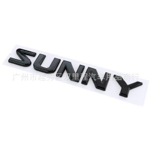 For Nissan Sunny Letter logo Rear trunk badge English word badge Car back sticker Modification decoration renew Black silver