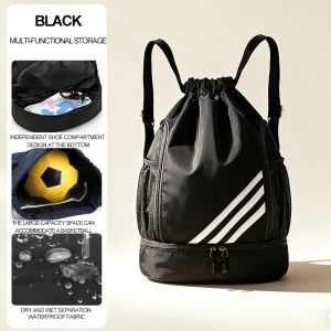【Original+24hours delivery】Gym Bag Drawstring Backpack Outdoor Waterproof Gym Backpack Sports Training Swimming Cycling Bag Fiber String Backpack for Kids Men Women With Shoe Compartment