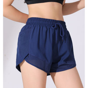 Women Double Layered Anti Walking Light Speed Drying Sports Shorts for Outdoor Leisure Running Pants with Pocket