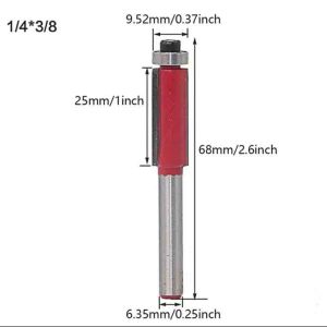 G50 Mũi phay gỗ thẳng có bi mũi soi lấy nền Đỏ cốt 6.35mm GA625