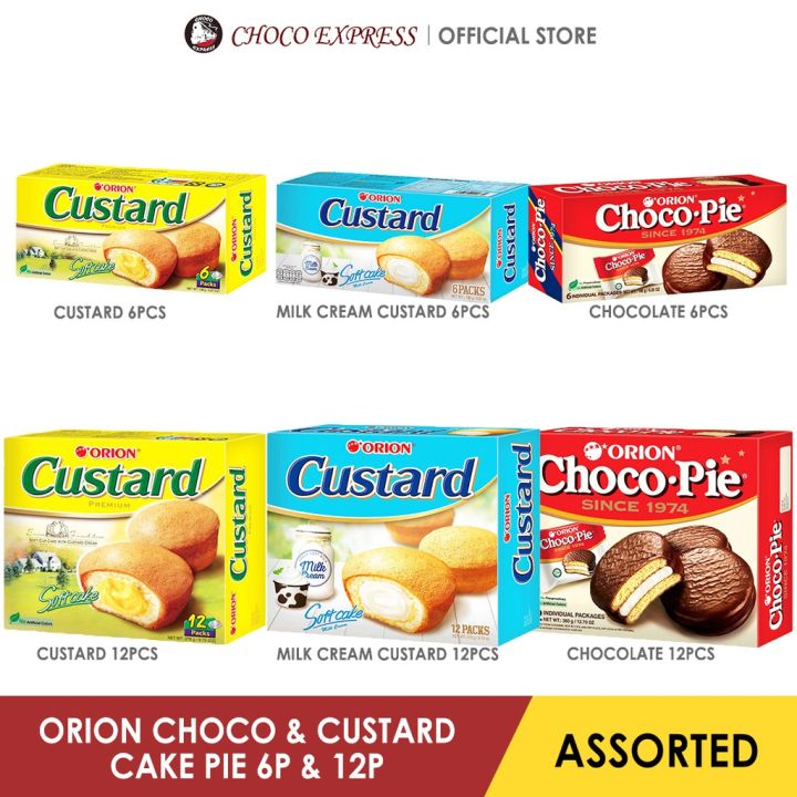 Orion Choco Pie Custard Pie Pandan Pie Soft Cake Breakfast 6p