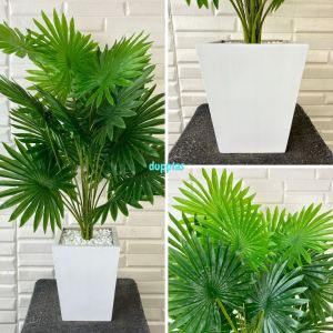 Pohon Daun Palem Kipas Sadeng X18 Semi Latex Artificial Pot Kotak Kayu Tanaman Hias Pajangan Dekorasi Aesthetic