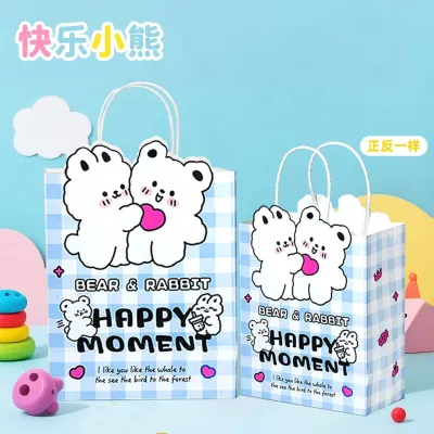Cartoon Theme Handbag Kraft Paper Bag Cute Shopping Gift box packaging Beg Kids Birthday Party