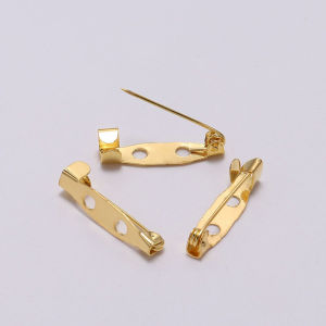 100Pcs Locking Pins Backs Brooch Badge Bar Pins Jewelry Pins with Holes for DIY Crafts Name Tags Jewelry Making