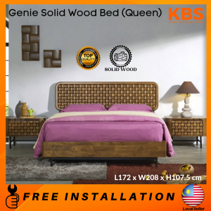 (FREE Installation+Shipping) KBS Genie Full Solid Wood Bed  / Katil Kayu Solid / Mid Century Classic / Queen / King
