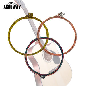 6 Pcs/Set Acoustic Guitar String Set Brass String For Guitar with 3 in 1 guitar ring winder cutter Pin puller or Scrubber Cleaning Tool Guitar String fingerboard Cleaner