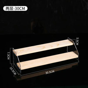 OHHDEER Wood Display Stand 2-5 Step Riser Shelves Wood Acrylic Storage Figures Perfume Cake Showcase