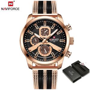 NAVIFORCE Top Luxury Original Brand Mens Watch Date Luminous Quartz Stainless Steel Strap Casual Waterproof Fashion Men Watch
