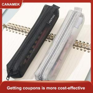 【CANAMEK】 Lưới bút chì trường hợp lưu trữ túi cho kỳ thi xách tay bút chì trường hợp đa chức năng vuông văn phòng phẩm bút chì Pouch đồ dùng học tập