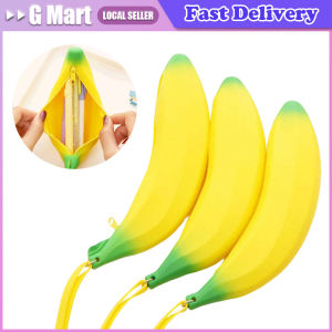 New Banana Shape Silicone Pencil Case Key Wallet Kids Stationery Pencil/Pen/Eraser/Ruler Storage Bag Coin Purse Multi-function