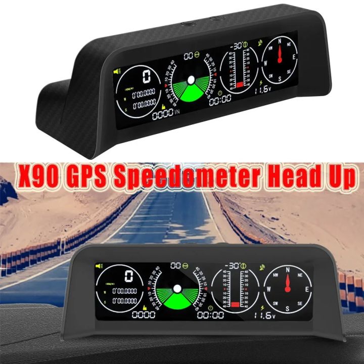 NEW X90 GPS Speedometer Head Up PMH KMH Slope Meter Inclinometer On