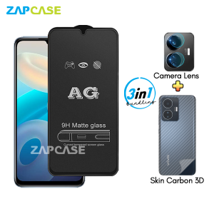 Vivo Y55 4G PAKET 3in1 Tempered Glass Anti Glare Free Camera Lens dan Skin Carbon