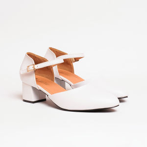 Sepatu Putih Hak 5 cm BIG SIZE 35-45 / Bustong Formal Pesta / Heels Mules Ukuran KECIL BESAR