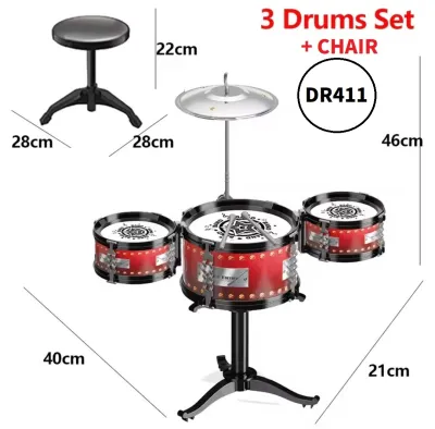 HOMIEE Musical Drum Toy Jazz T Drum Chair Drumstick Kids Early Learning Budak Mainan Boy Girl