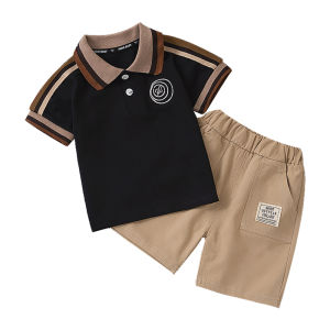Kids High Quality Terno Cotton Sleeve Polo T-shirt and Shorts Cashual Attire for Boys and Girls 1-7 Years Old