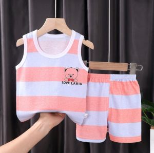 Children Summer  Boy & Girl Sleeve Less Vest Suit Cotton Short