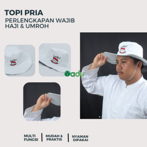 Topi Bundar Premium putih Melindungi dari Panas Matahari