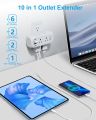 Outlet Extender with Rotating Plug,AICODE Multi Plug Outlet Splitter 6 AC Outlets and 4 USB(2 USB C),3 Sided Outlet Splitter,White Swivel Power Strip for Travel,Home,Office,Dorm,. 